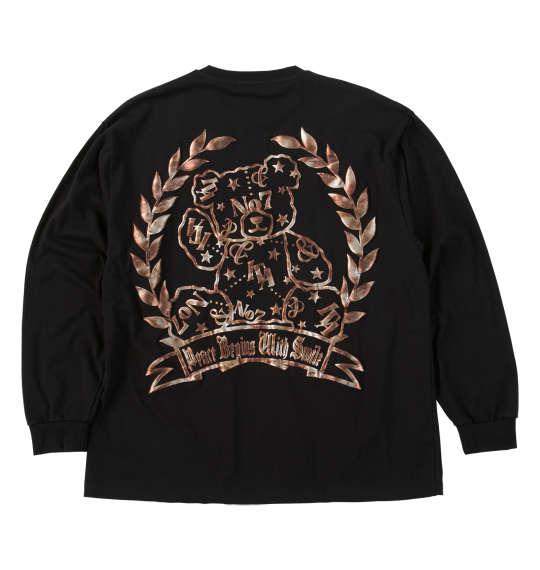 大きいサイズ メンズ in the attic ベアシルエット発泡箔プリント 長袖 Tシャツ ブラック 1258-5361-2 3L 4L 5L 6L