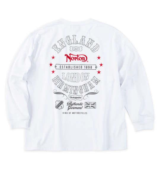 大きいサイズ メンズ Norton 天竺 長袖 Tシャツ ホワイト 1278-5325-1 3L 4L 5L 6L 8L