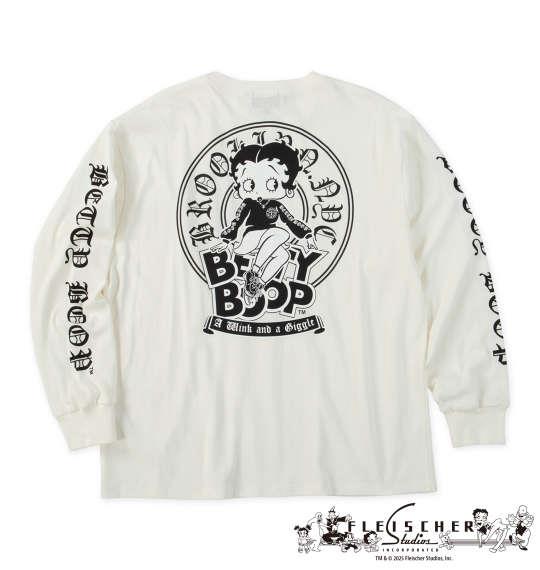 大きいサイズ メンズ BETTY BOOP 天竺プリント 長袖 Tシャツ オフホワイト 1278-5620-1 3L 4L 5L 6L