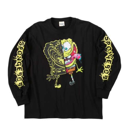 大きいサイズ メンズ SPONGEBOB 天竺プリント 長袖 Tシャツ ブラック 1278-5625-2 3L 4L 5L 6L