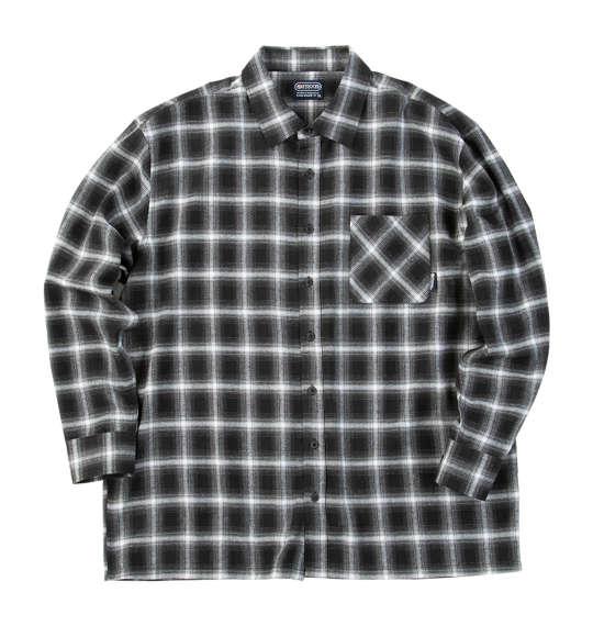 大きいサイズ メンズ OUTDOOR PRODUCTS ビエラチェック 長袖 シャツ ブラック系 1257-5300-2 3L 4L 5L 6L 8L