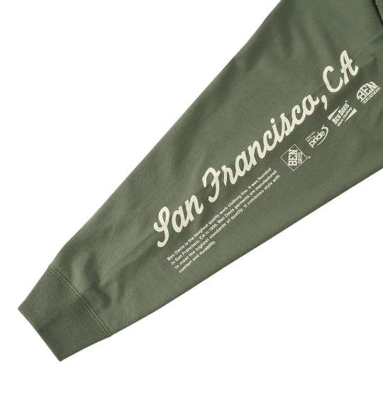 大きいサイズ メンズ BEN DAVIS スポンサードプリント 長袖 Tシャツ グリーングレー 1278-5610-1 3L 4L 5L 6L