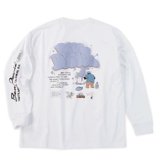 大きいサイズ メンズ BEN DAVIS バブルプリント 長袖 Tシャツ ホワイト 1278-5611-1 3L 4L 5L 6L