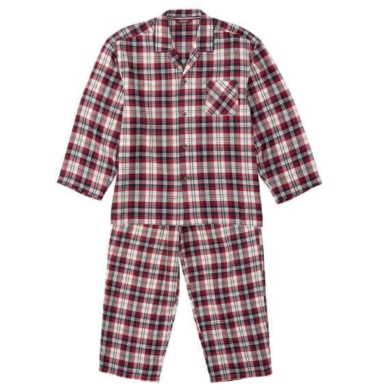 大きいサイズ メンズ marie claire homme ワッフルチェック 長袖 パジャマ レッド 1279-5310-1 3L 4L 5L 6L 8L