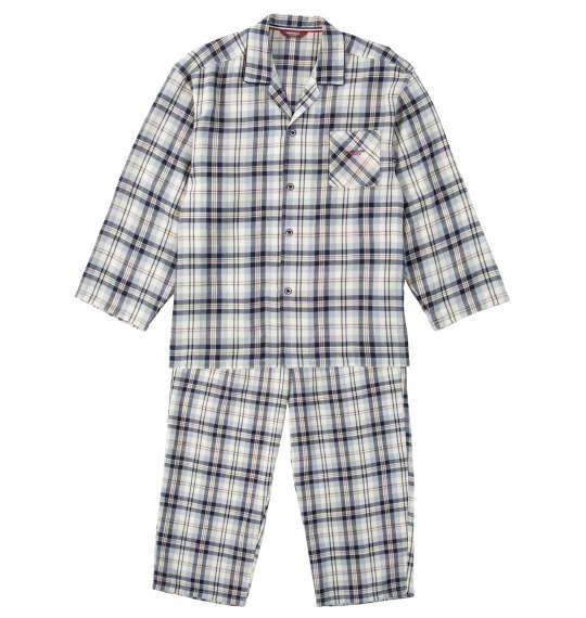 大きいサイズ メンズ marie claire homme ワッフルチェック 長袖 パジャマ ネイビー 1279-5310-2 3L 4L 5L 6L 8L