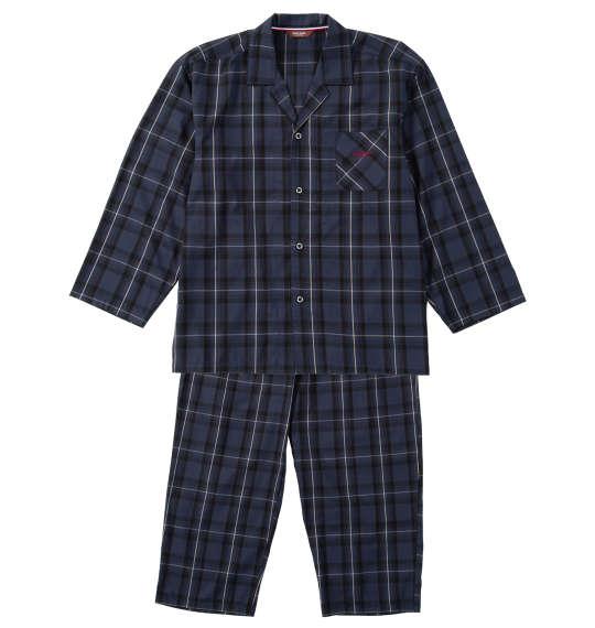 大きいサイズ メンズ marie claire homme 畳織チェック 長袖 パジャマ ネイビー 1279-5311-2 3L 4L 5L 6L 8L