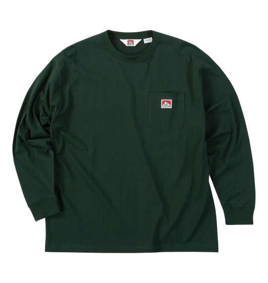 大きいサイズ メンズ BEN DAVIS ピスポケット付 長袖 Tシャツ ダークグリーン 1278-4680-6 3L 4L 5L 6L