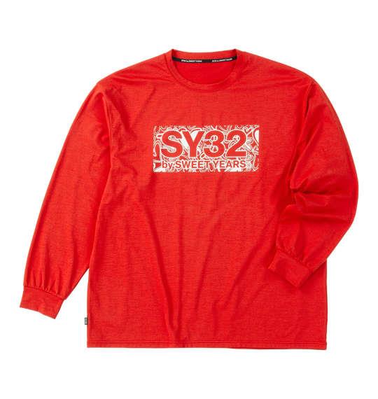 大きいサイズ メンズ SY32 by SWEET YEARS ハートパターンボックスロゴ 長袖 Tシャツ レッド 1278-5600-1 3L 4L 5L 6L