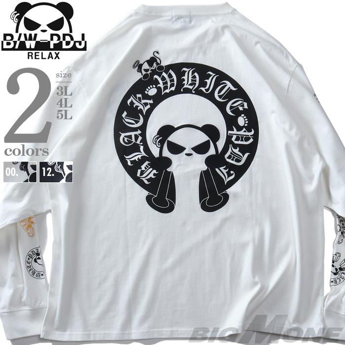 大きいサイズ メンズ B/W-PDJ RELAX アイコンパターン ロング Tシャツ 秋冬新作 595855k