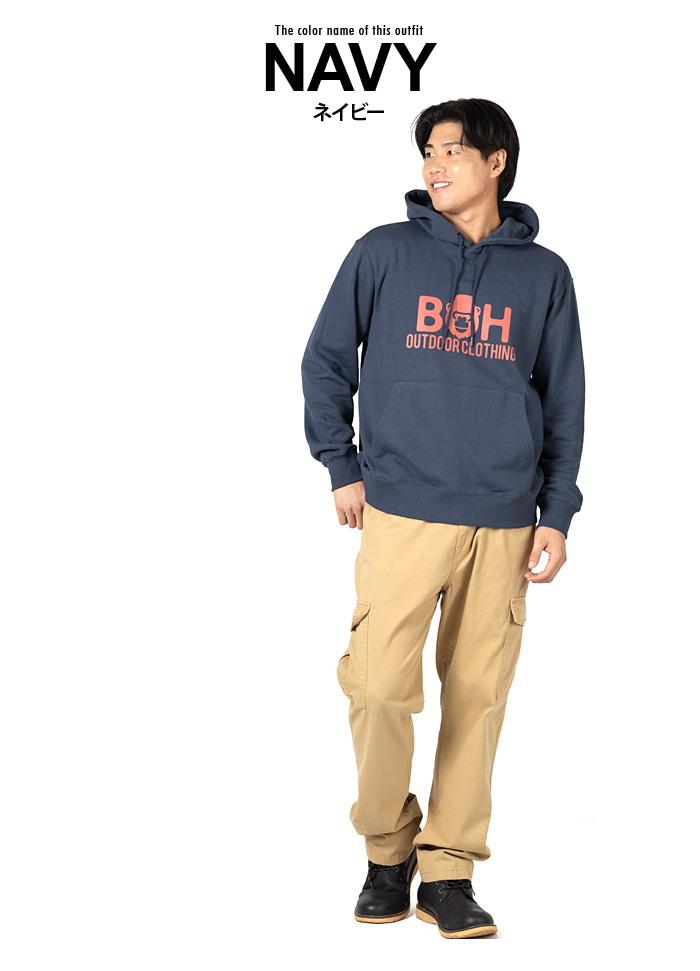 【fd1029】【max8】大きいサイズ メンズ BH ビィエイチ デカロゴ プルオーバー パーカー 秋冬新作 bh-sw250404 【t2503】