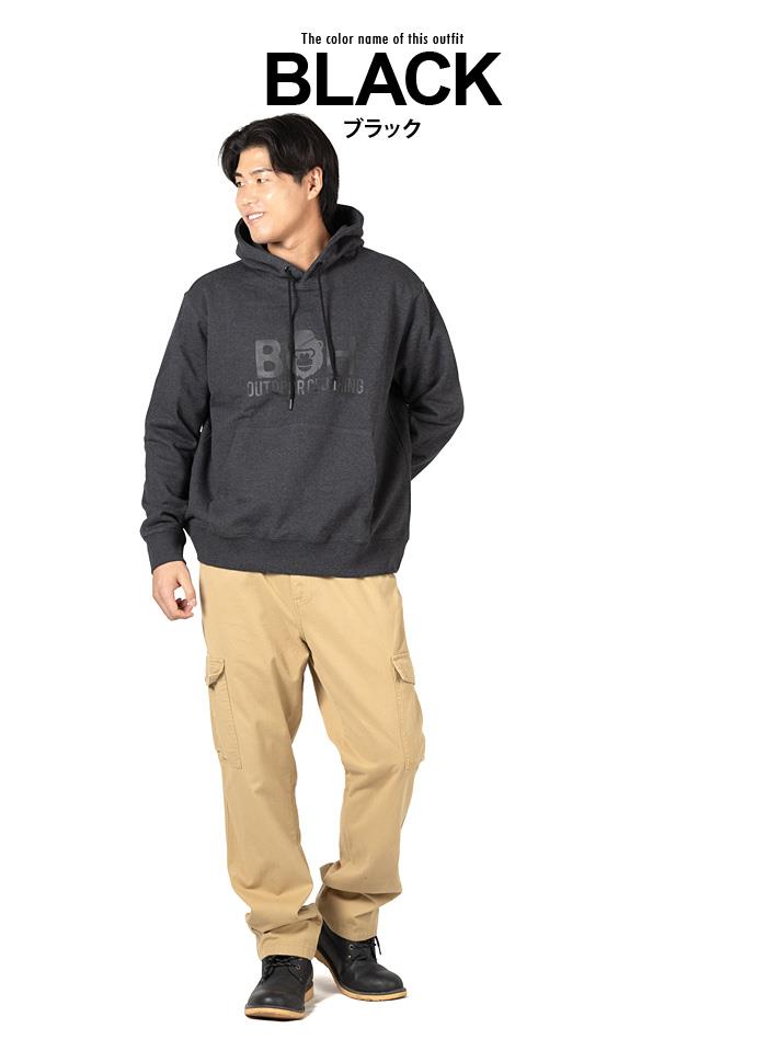 【fd1029】【max8】大きいサイズ メンズ BH ビィエイチ デカロゴ プルオーバー パーカー 秋冬新作 bh-sw250404 【t2503】