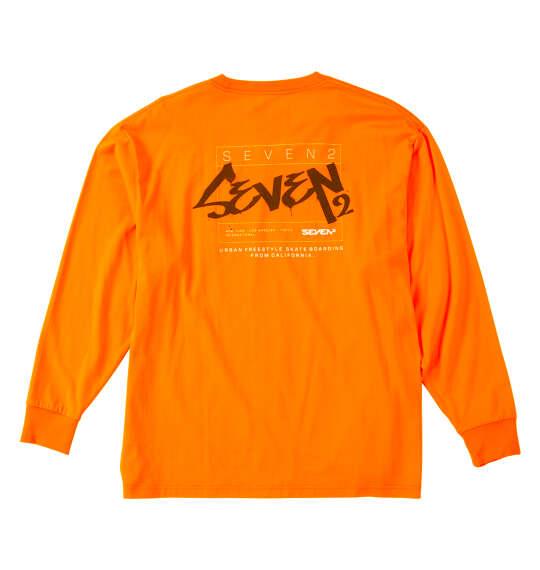 大きいサイズ メンズ SEVEN2 天竺 長袖 Tシャツ オレンジ 1268-5300-3 3L 4L 5L 6L 8L
