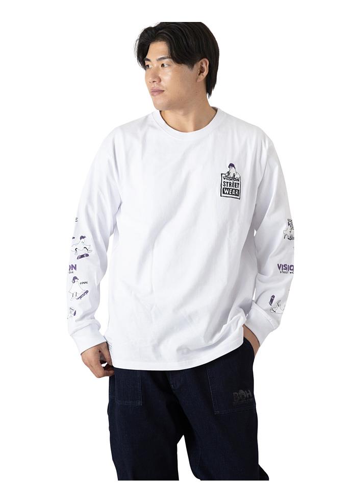 大きいサイズ メンズ VISION STREET WEAR ゴーストスケーター プリント ロング Tシャツ 秋冬新作 5705700 【t2502】
