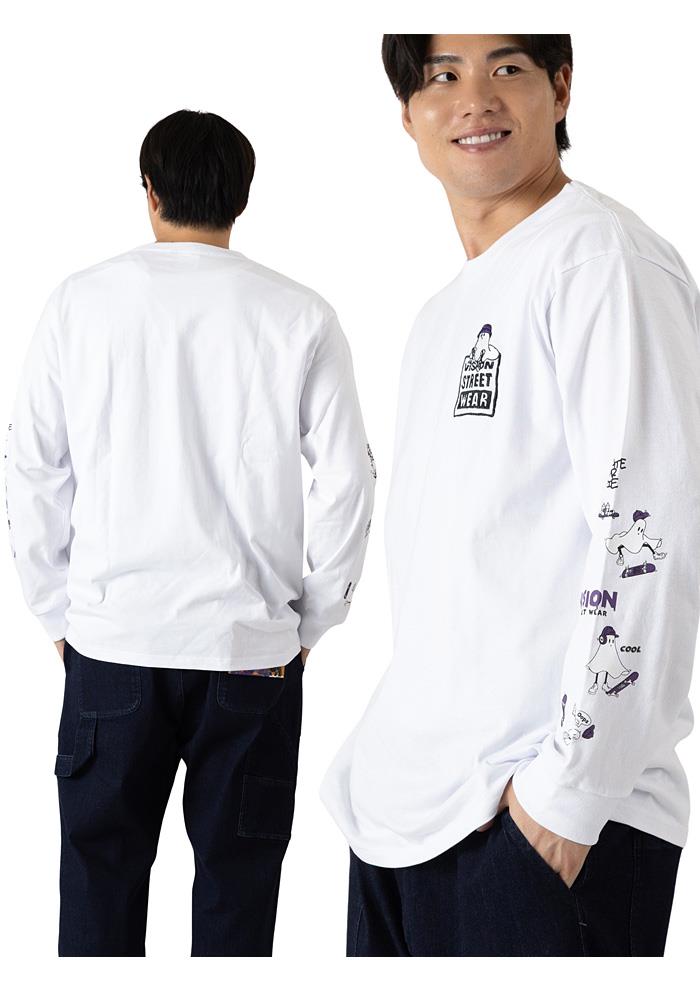 大きいサイズ メンズ VISION STREET WEAR ゴーストスケーター プリント ロング Tシャツ 秋冬新作 5705700 【t2502】