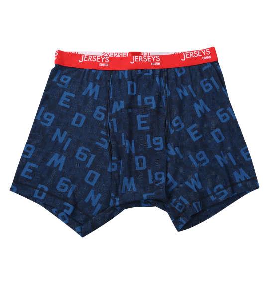 大きいサイズ メンズ EDWIN JERSYSローゲージ ストレッチ プリント ニット ボクサーパンツ ネイビー 1249-5321-1 3L 4L 5L 6L 7L 8L