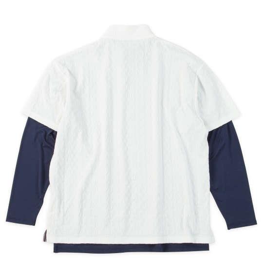 大きいサイズ メンズ FILA GOLF 3Dジャガード 半袖 シャツ インナーセット ホワイト×ネイビー 1278-5300-1 3L 4L 5L 6L