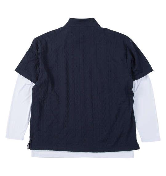 大きいサイズ メンズ FILA GOLF 3Dジャガード 半袖 シャツ インナーセット ネイビー×ホワイト 1278-5300-2 3L 4L 5L 6L