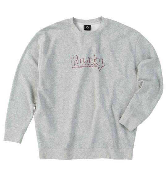 大きいサイズ メンズ RUSTY 裏毛 クルー スウェット モクグレー 1278-5330-1 3L 4L 5L 6L 8L