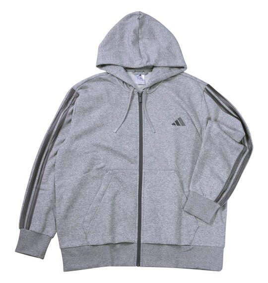 大きいサイズ メンズ adidas ESS HLD FZ スウェット フーディ ミディアムグレーヘザー 1248-5304-1 4XL 5XL