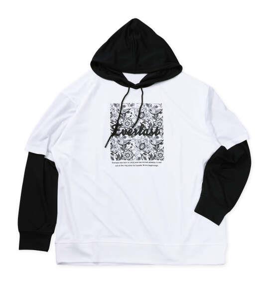 大きいサイズ メンズ EVERLAST レイヤード プル パーカー ホワイト 1278-5686-1 3L 4L 5L 6L