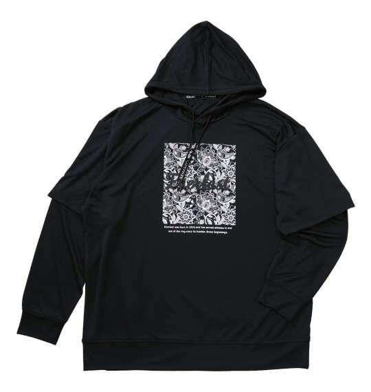 大きいサイズ メンズ EVERLAST レイヤード プル パーカー ブラック 1278-5686-2 3L 4L 5L 6L
