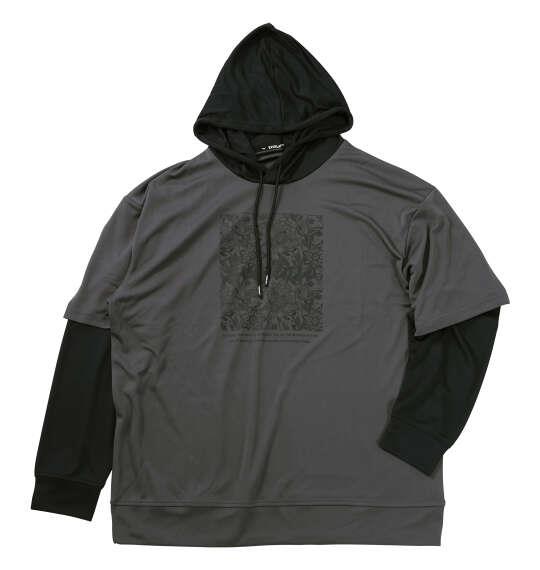 大きいサイズ メンズ EVERLAST レイヤード プル パーカー チャコールグレー 1278-5686-3 3L 4L 5L 6L
