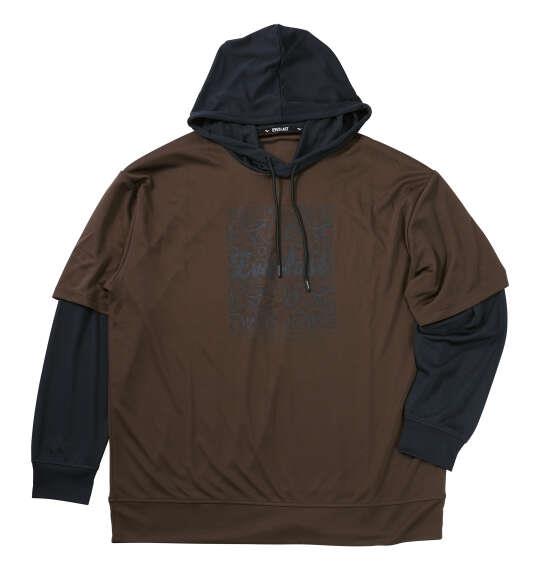 大きいサイズ メンズ EVERLAST レイヤード プル パーカー ダークブラウン 1278-5686-4 3L 4L 5L 6L