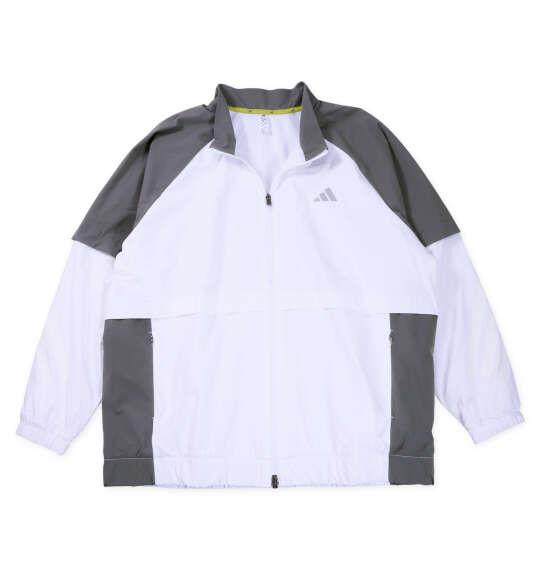 大きいサイズ メンズ adidas golf ビヨンドザコース 撥水 カラーブロック フルジップ トラック ジャケット ホワイト 1273-5310-1 3XL 4XL 5XL