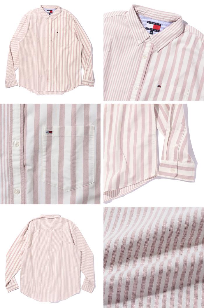 大きいサイズ メンズ TOMMY JEANS トミージーンズ ストライプ柄 ボタンダウン シャツ USA直輸入 dm0dm21697