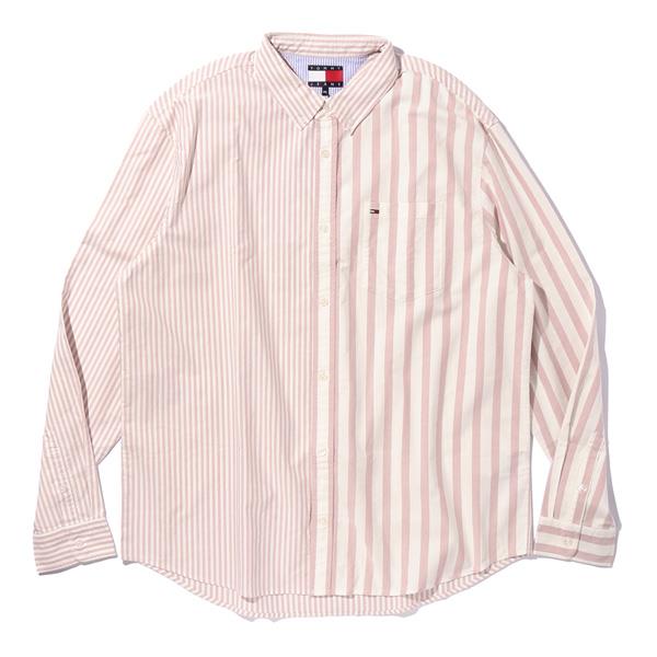 大きいサイズ メンズ TOMMY JEANS トミージーンズ ストライプ柄 ボタンダウン シャツ USA直輸入 dm0dm21697