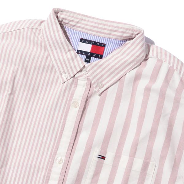 大きいサイズ メンズ TOMMY JEANS トミージーンズ ストライプ柄 ボタンダウン シャツ USA直輸入 dm0dm21697