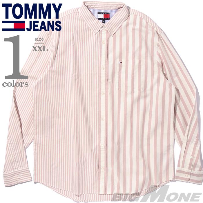 大きいサイズ メンズ TOMMY JEANS トミージーンズ ストライプ柄 ボタンダウン シャツ USA直輸入 dm0dm21697