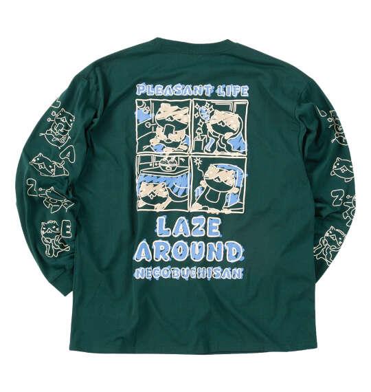 大きいサイズ メンズ NECOBUCHI-SAN 天竺 長袖 Tシャツ ダークグリーン 1258-5355-3 3L 4L 5L 6L 8L