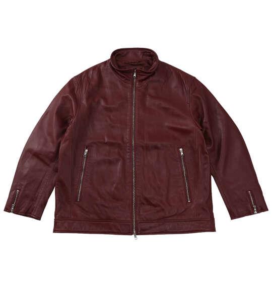 大きいサイズ メンズ TETE HOMME スタンドカラー レザー ブルゾン ワイン 1273-5357-4 3L 4L 5L 6L