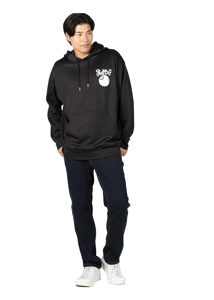 大きいサイズ メンズ UNMOMENT アンモーメント ストレッチ ダンボール 8ボールブラシ刺繍 プルオーバー パーカー 秋冬新作 12537007 【t2503】