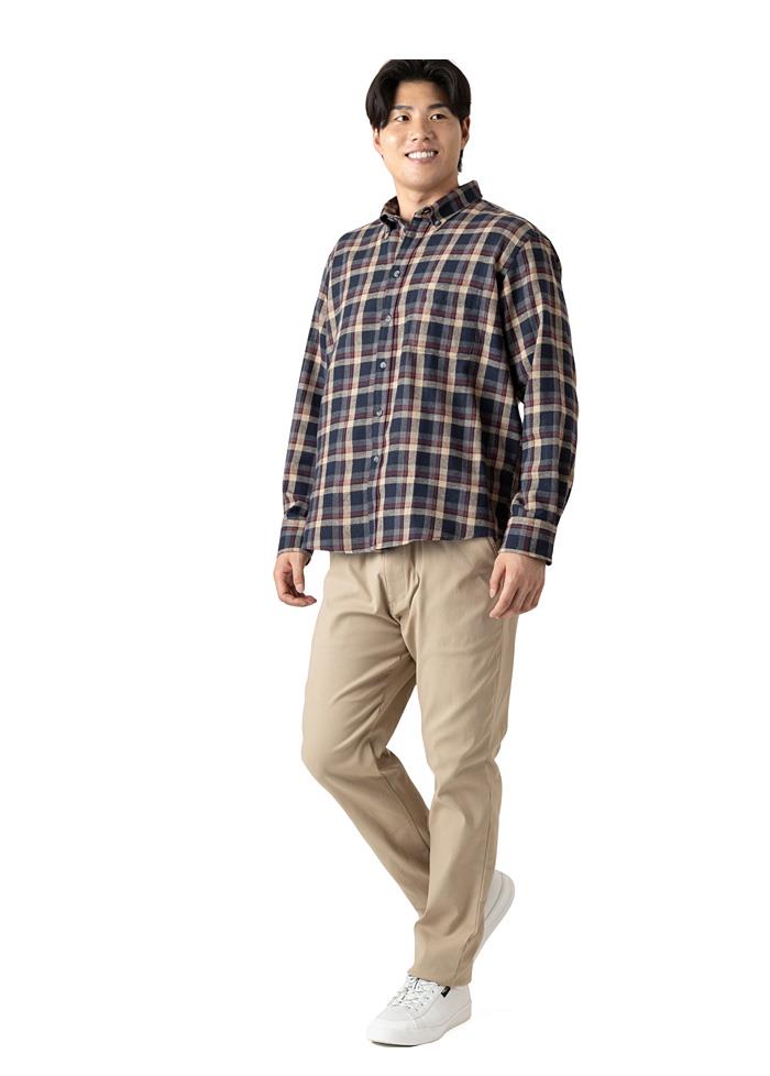 大きいサイズ メンズ DANIEL DODD 微起毛 フランネル ボタンダウン シャツ 秋冬新作 azsh-250408 【t2502】