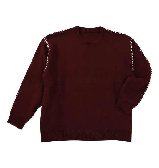 大きいサイズ メンズ PLES 7Gダブル ジャガード クルーネック セーター ワイン 1258-5380-1 3L 4L 5L 6L