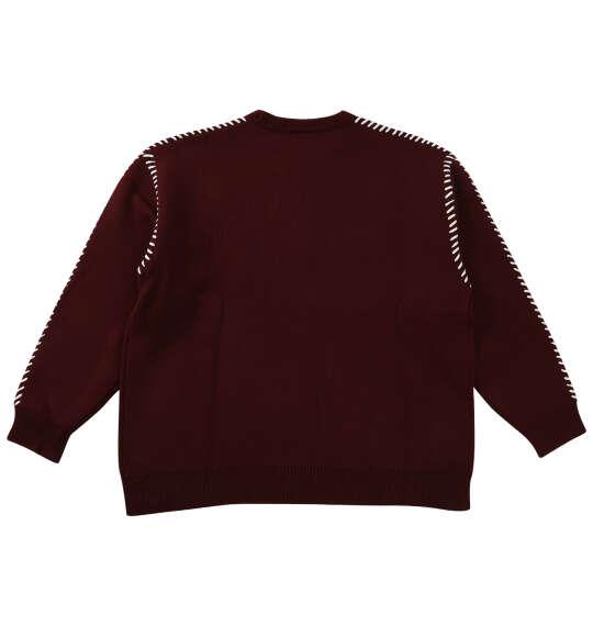 大きいサイズ メンズ PLES 7Gダブル ジャガード クルーネック セーター ワイン 1258-5380-1 3L 4L 5L 6L