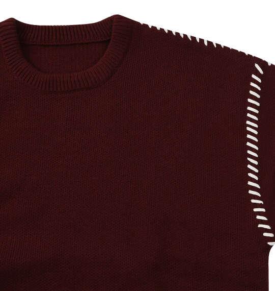 大きいサイズ メンズ PLES 7Gダブル ジャガード クルーネック セーター ワイン 1258-5380-1 3L 4L 5L 6L