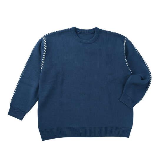 大きいサイズ メンズ PLES 7Gダブル ジャガード クルーネック セーター ブルーグレー 1258-5380-3 3L 4L 5L 6L