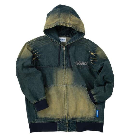 大きいサイズ メンズ SEQUENZ ウォッシュド デニム フルジップ パーカー ネイビー 1258-5386-1 3L 4L 5L 6L