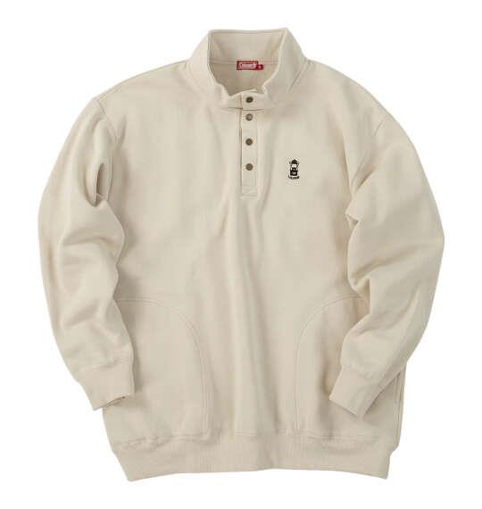 大きいサイズ メンズ Coleman 裏起毛 ハーフボタン トレーナー アイボリー 1278-5641-1 3L 4L 5L 6L 8L