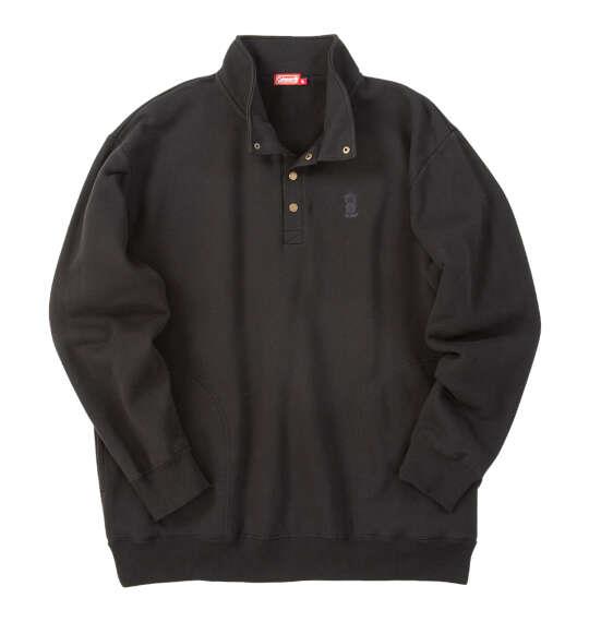 大きいサイズ メンズ Coleman 裏起毛 ハーフボタン トレーナー ブラック 1278-5641-2 3L 4L 5L 6L 8L