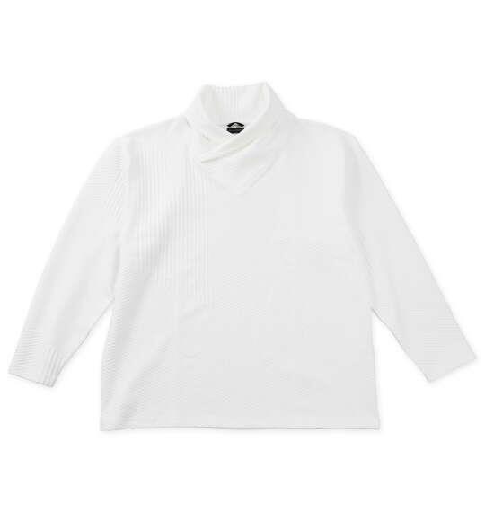 大きいサイズ メンズ TETE HOMME バイアスパネル柄 ボリュームネック 長袖 Tシャツ ホワイト 1278-5646-1 3L 4L 5L 6L