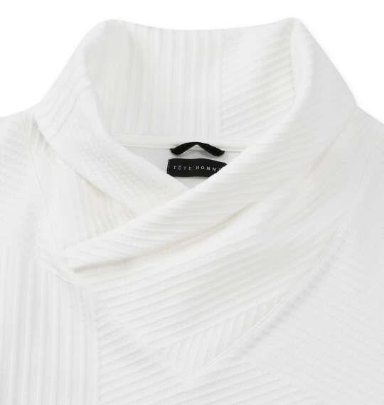 大きいサイズ メンズ TETE HOMME バイアスパネル柄 ボリュームネック 長袖 Tシャツ ホワイト 1278-5646-1 3L 4L 5L 6L