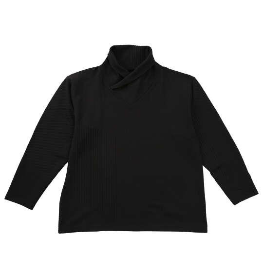 大きいサイズ メンズ TETE HOMME バイアスパネル柄 ボリュームネック 長袖 Tシャツ ブラック 1278-5646-2 3L 4L 5L 6L