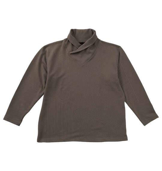 大きいサイズ メンズ TETE HOMME バイアスパネル柄 ボリュームネック 長袖 Tシャツ チャコール 1278-5646-3 3L 4L 5L 6L