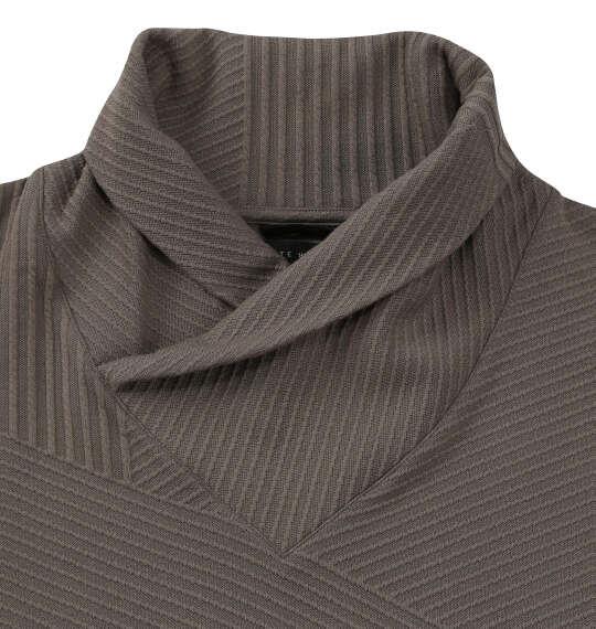 大きいサイズ メンズ TETE HOMME バイアスパネル柄 ボリュームネック 長袖 Tシャツ チャコール 1278-5646-3 3L 4L 5L 6L