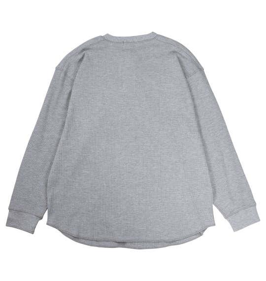 大きいサイズ メンズ EL.FO 無地ワッフル編み ヘンリーネック 長袖 Tシャツ ライトグレー 1278-5680-1 3L 4L 5L 6L