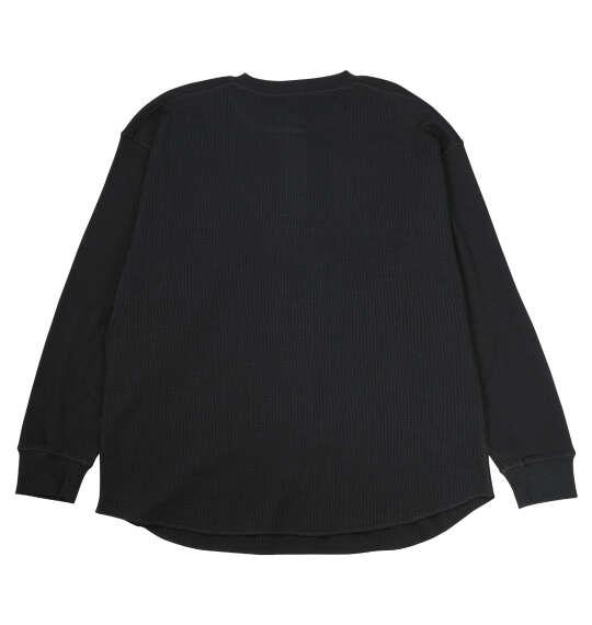 大きいサイズ メンズ EL.FO 無地ワッフル編み ヘンリーネック 長袖 Tシャツ ブラック 1278-5680-2 3L 4L 5L 6L